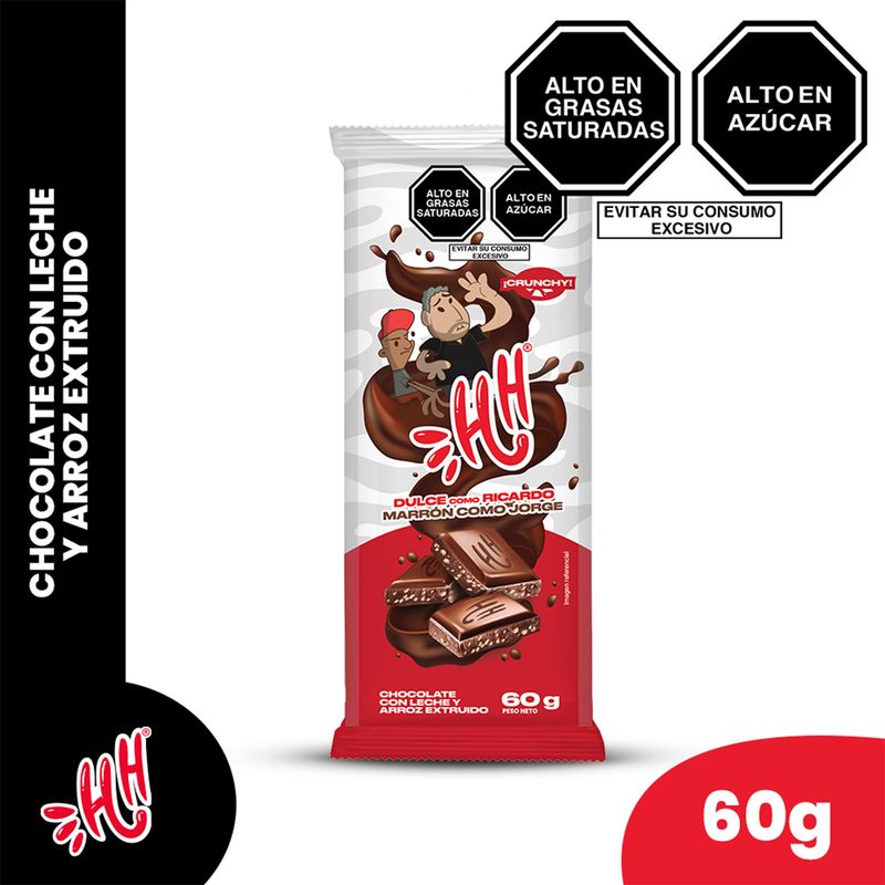 HH - Tableta Chocolate Crunchy HH Empaque 60 g