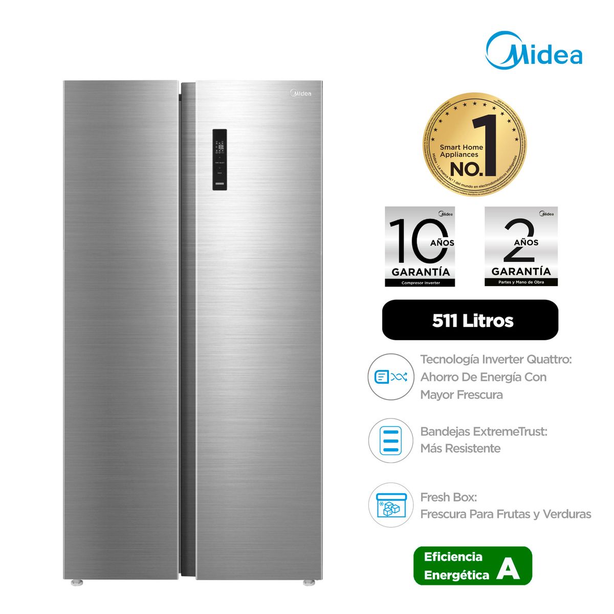 MIDEA - Midea Refrigeradora 511 L Mdrs710Fgr46Pe