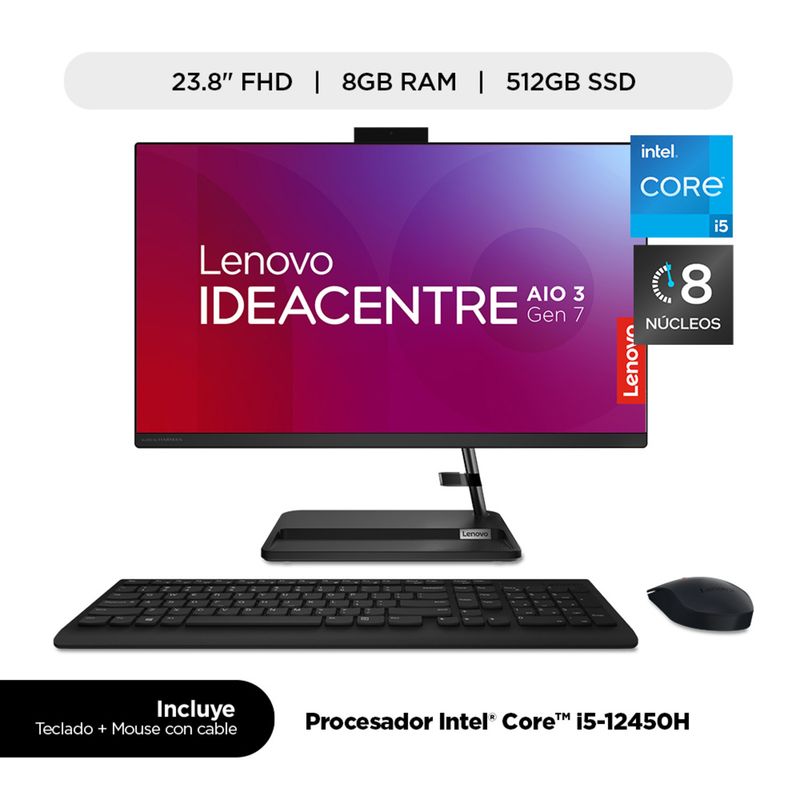 LENOVO - All in One Lenovo 23.8 Ci5 12450H 8Gb Ssd512