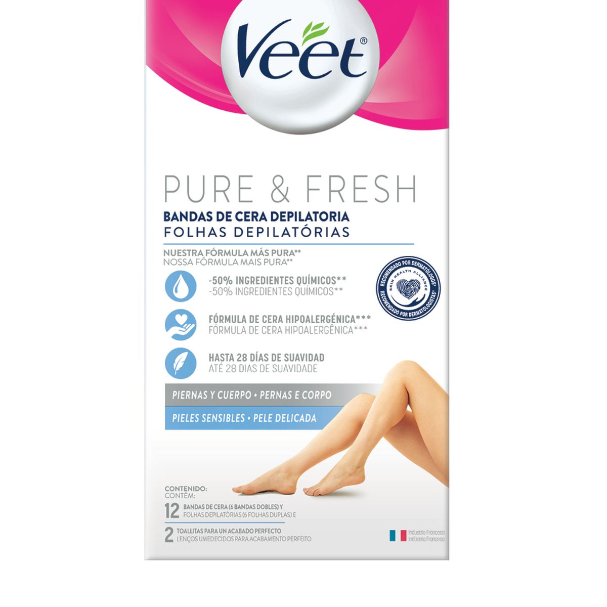 VEET - Bandas Depilatorias Corporales Veet Piel Sensible Caja 12 Und