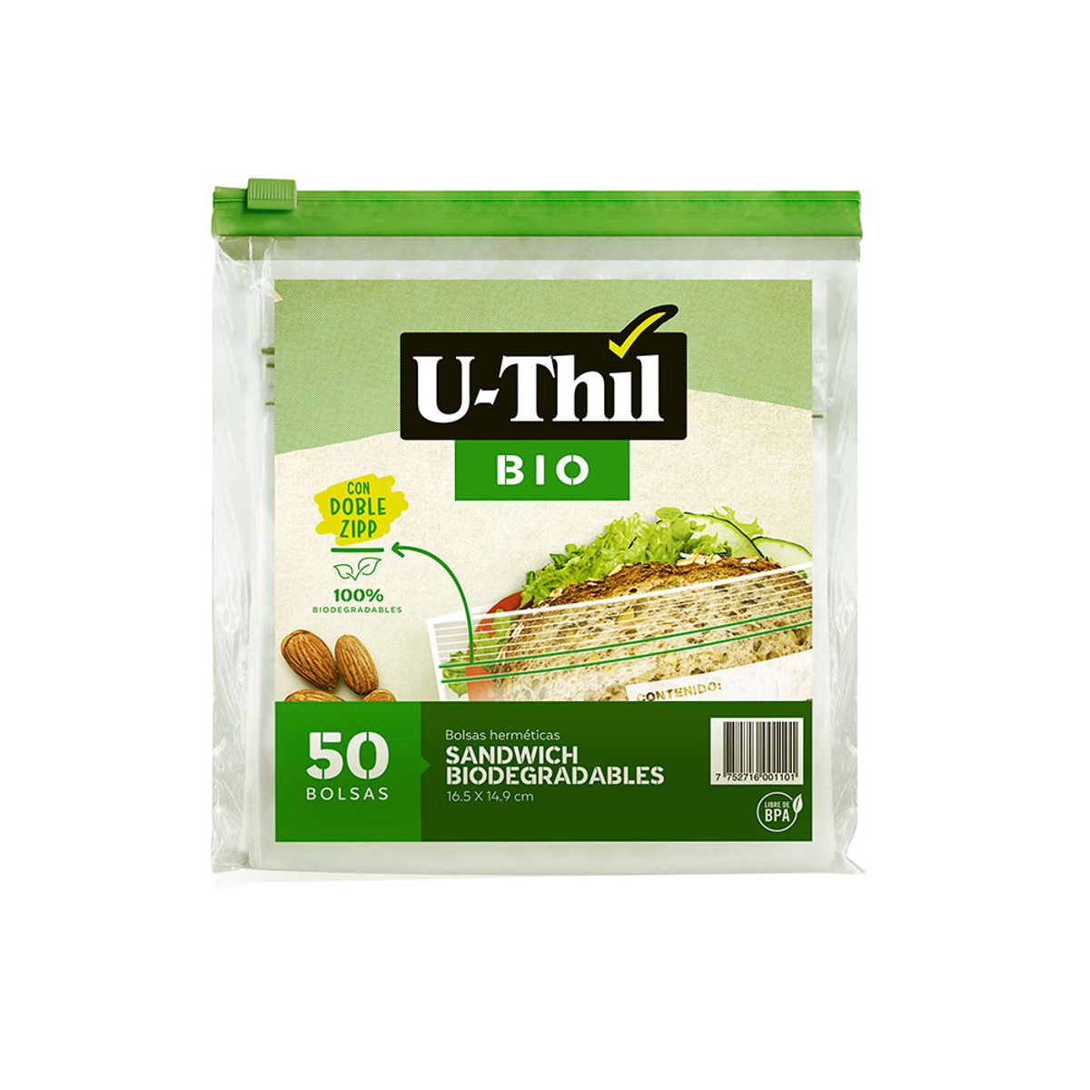 UTHIL - Bolsas Sandwich Biodegradables Uthil Empaque 50 Und