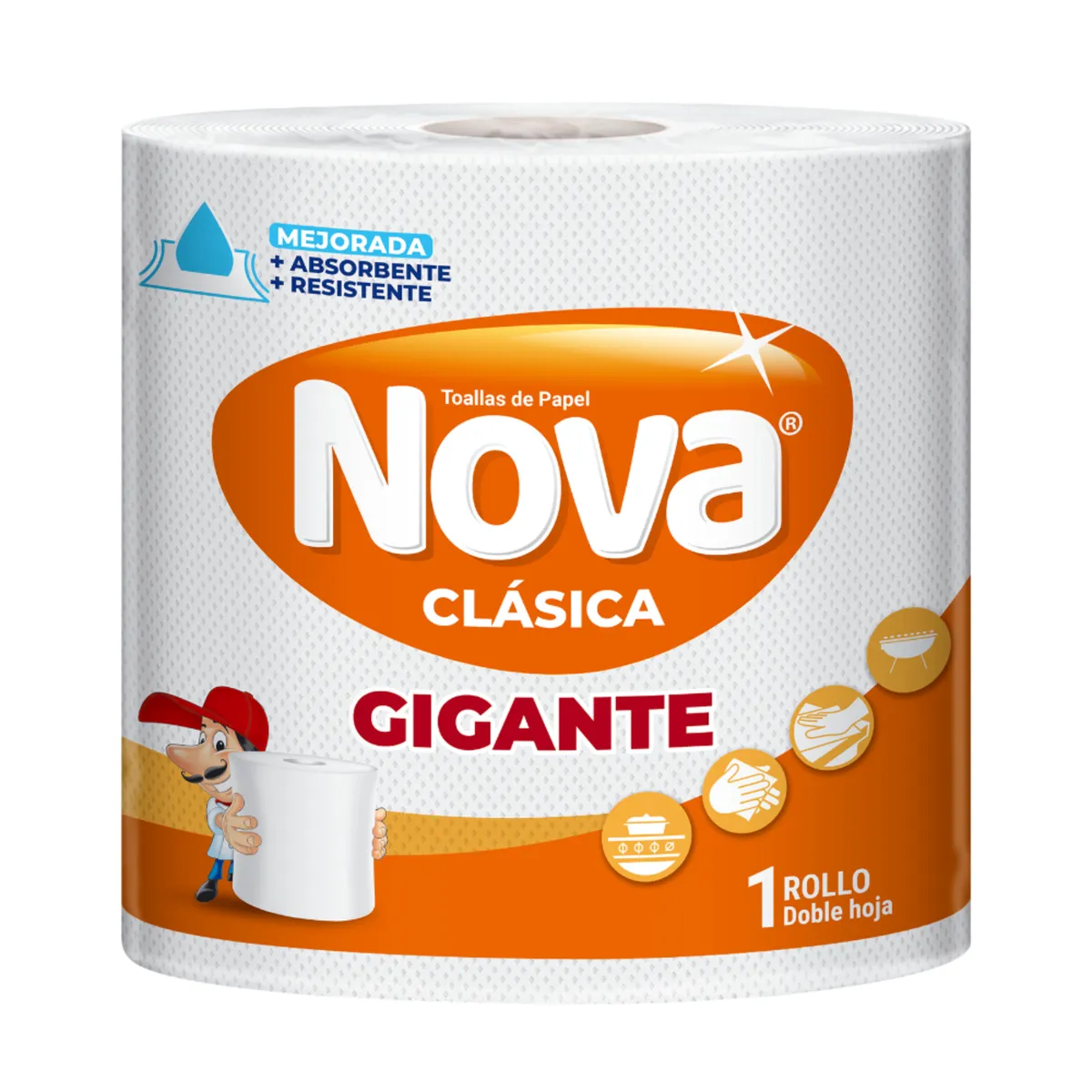 NOVA - Papel Toalla Nova Gigante Doble Hoja Clásica Empaque 1 Und
