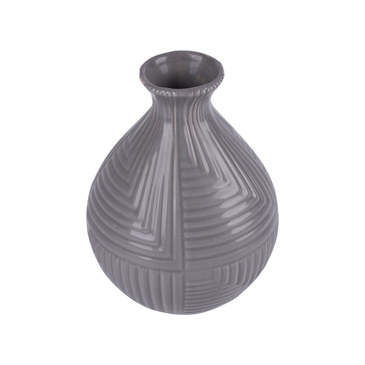 CASA JOVEN - Maceta Ovalada Lineas Gris 20Cm