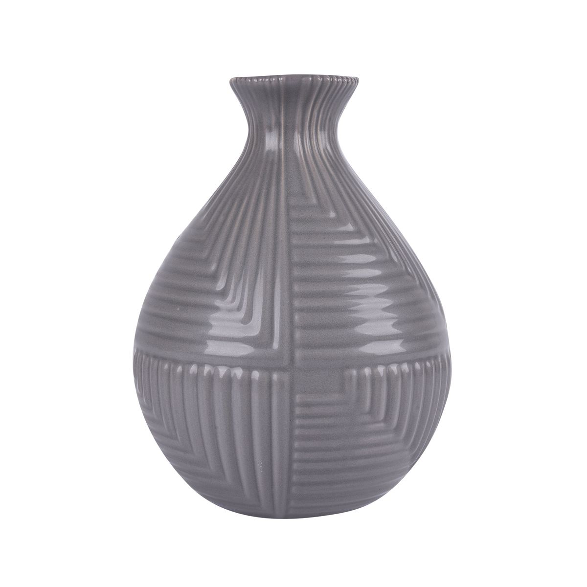 CASA JOVEN - Maceta Ovalada Lineas Gris 20Cm