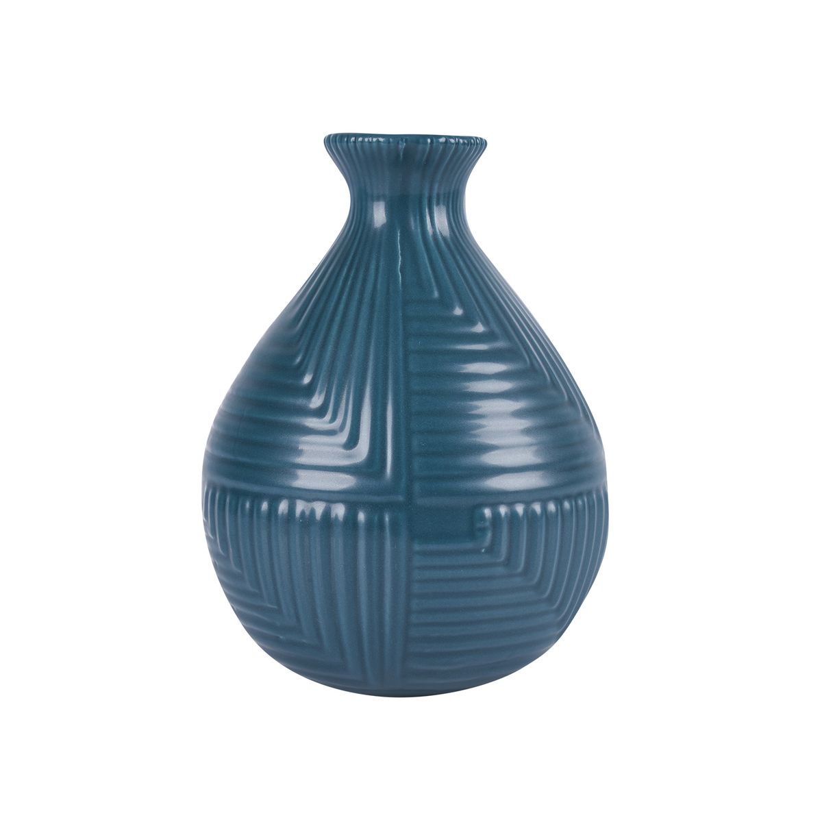 CASA JOVEN - Maceta Ovalada Lineas Verde 20Cm