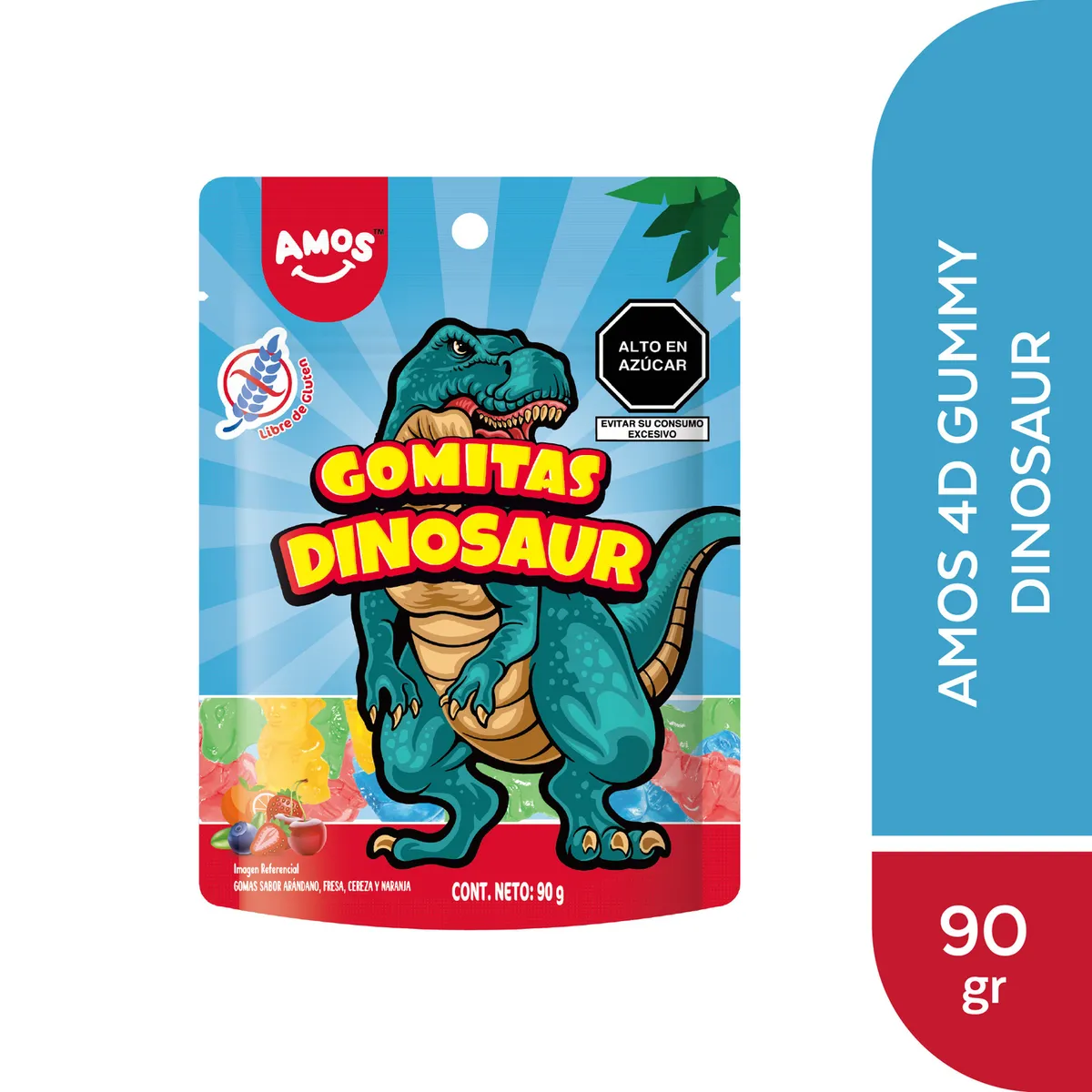 AMOS - Gomitas 4D Amos Dinosaurios Empaque 90 g
