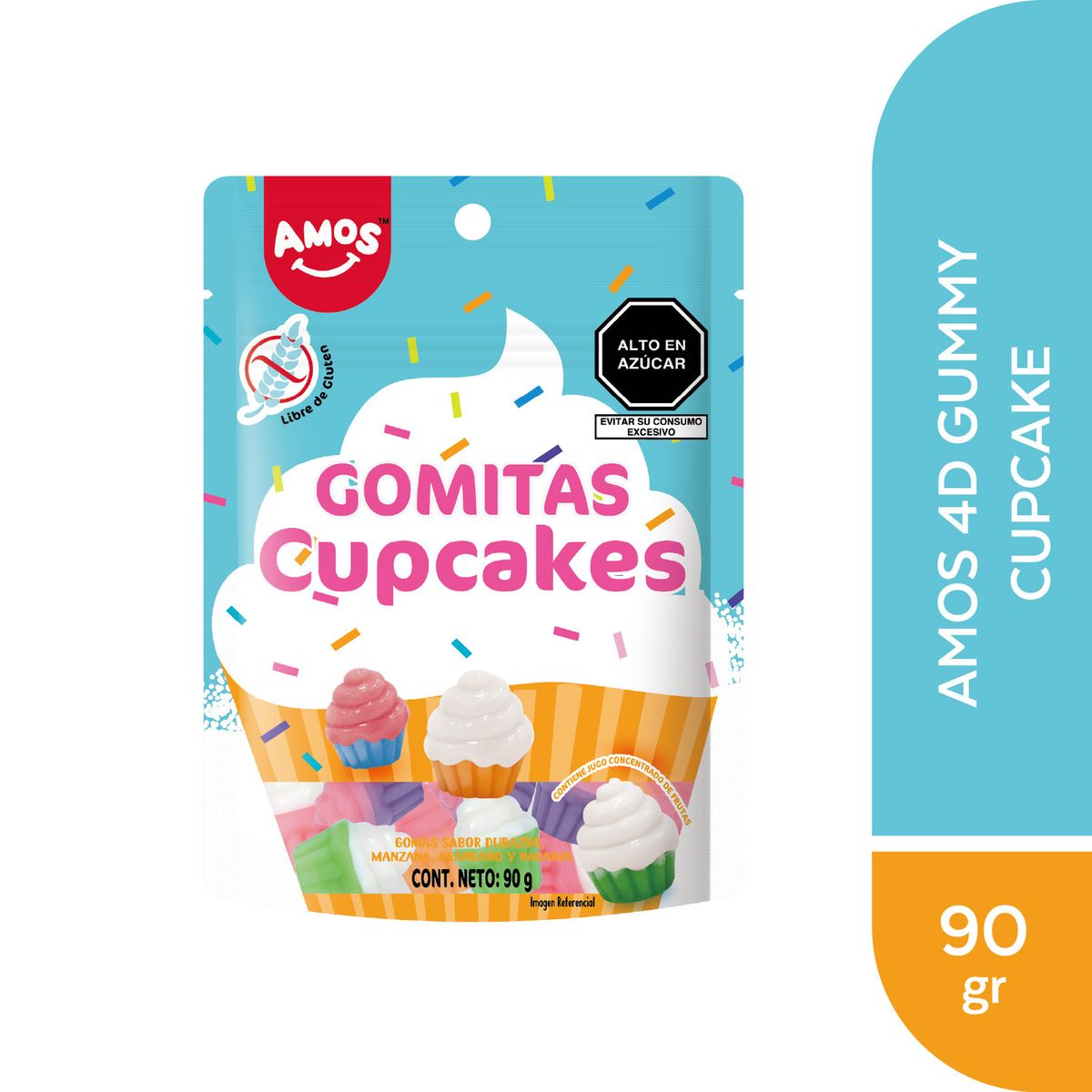 AMOS - Gomitas 4D Amos Cupcakes Empaque 90 g