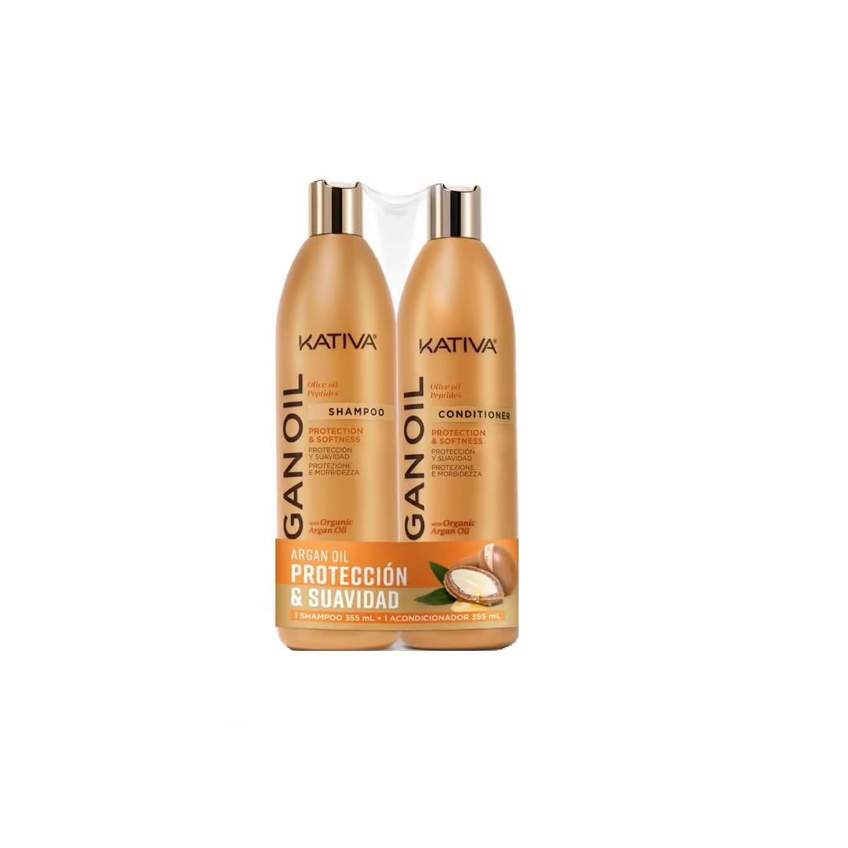 KATIVA - Set Kativa Argán Oil con Péptidos Shampoo 355 mL + Acondicionador 355 mL