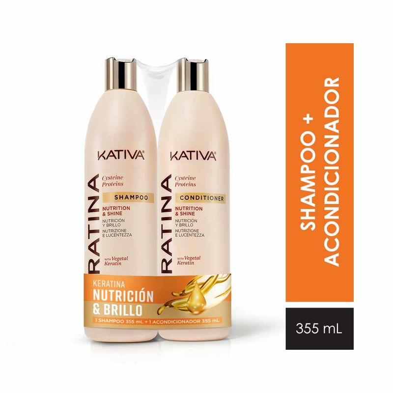 KATIVA - Set Kativa Keratina con Proteínas Shampoo 355 mL + Acondicionador 355 mL