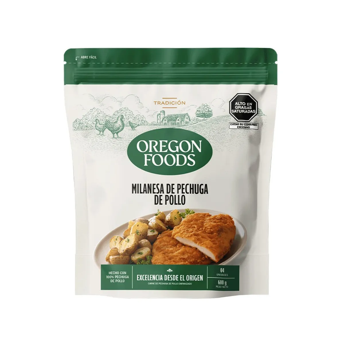 OREGON FOODS - Milanesa de Pechuga de Pollo Oregon Foods Bolsa 600 g
