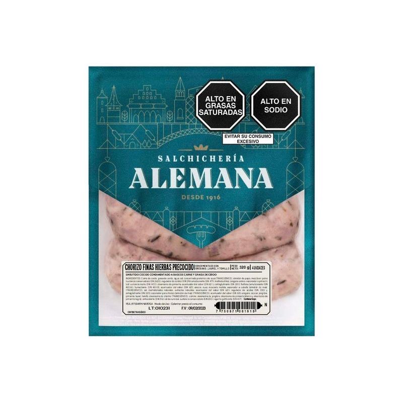 SALCHICHERIA ALEMANA - Chorizo con Hierbas Salchichería Alemana Empaque 320 g