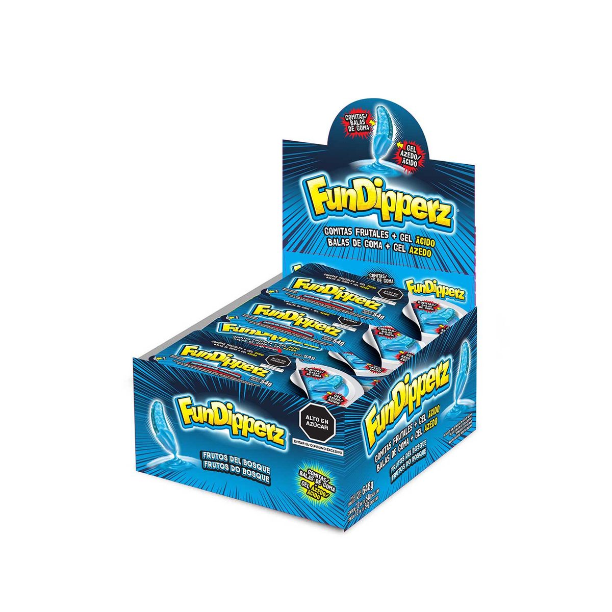 FUN DIPPERZ - Gomitas Fun Dipperz con Gel Ácido Frutos del Bosque Display 12 Und