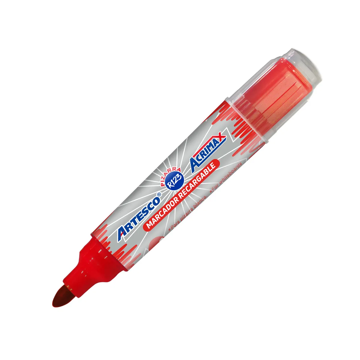 ARTESCO - Plumón Para Pizarra Artesco Recargable Rojo Acrimax R123 + Cartucho Repuesto