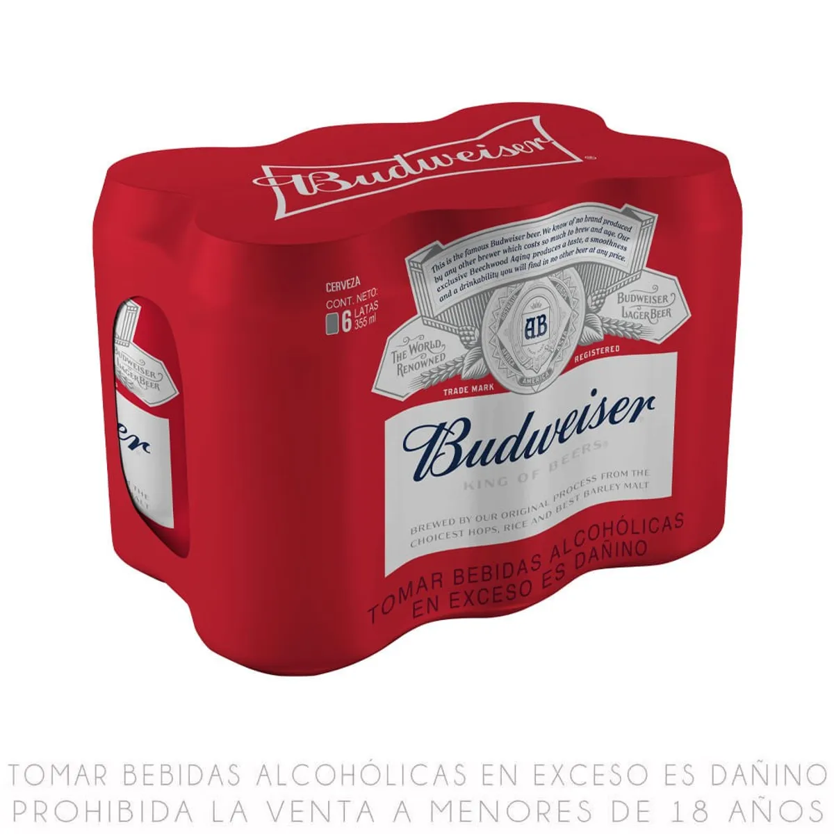 BUDWEISER - Cerveza Budweiser Sixpack Lata 355 mL