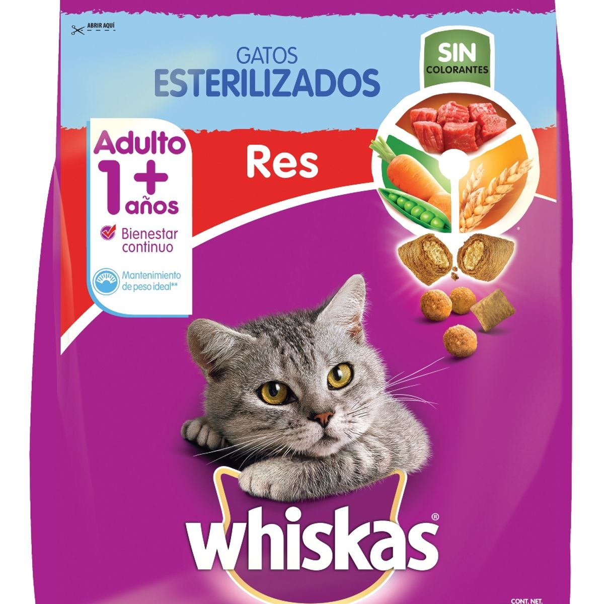 WHISKAS - Alimento Seco Gatos Esterilizados Whiskas Res Bolsa 1.5 Kg