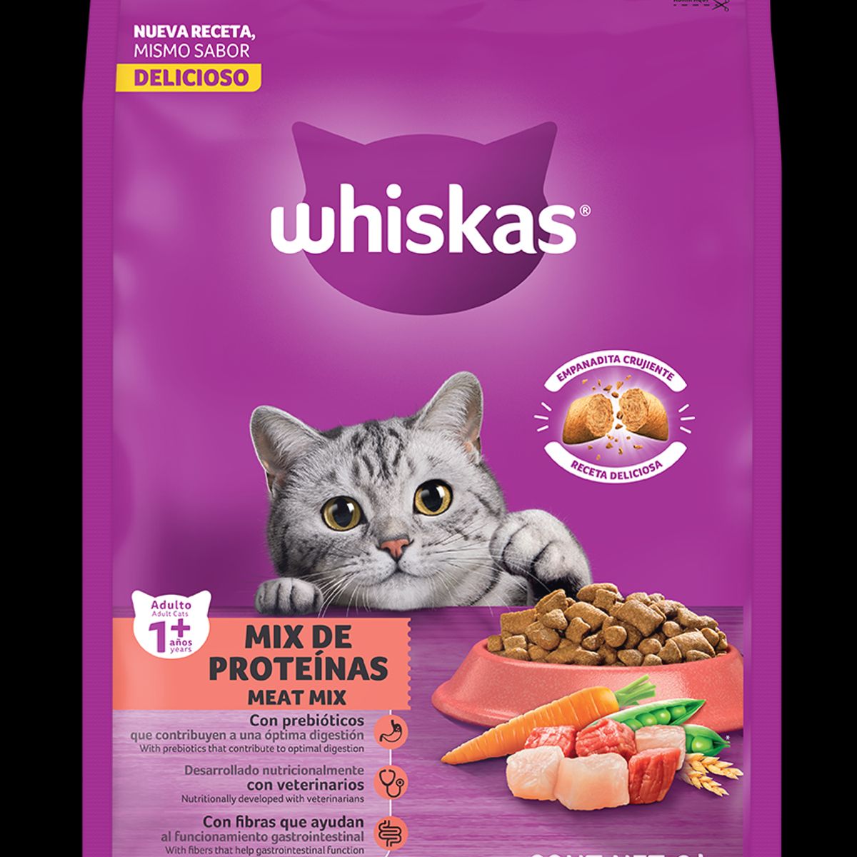 WHISKAS - Alimento Seco Gatos Adultos Whiskas Mix de Proteínas Bolsa 1.5 Kg