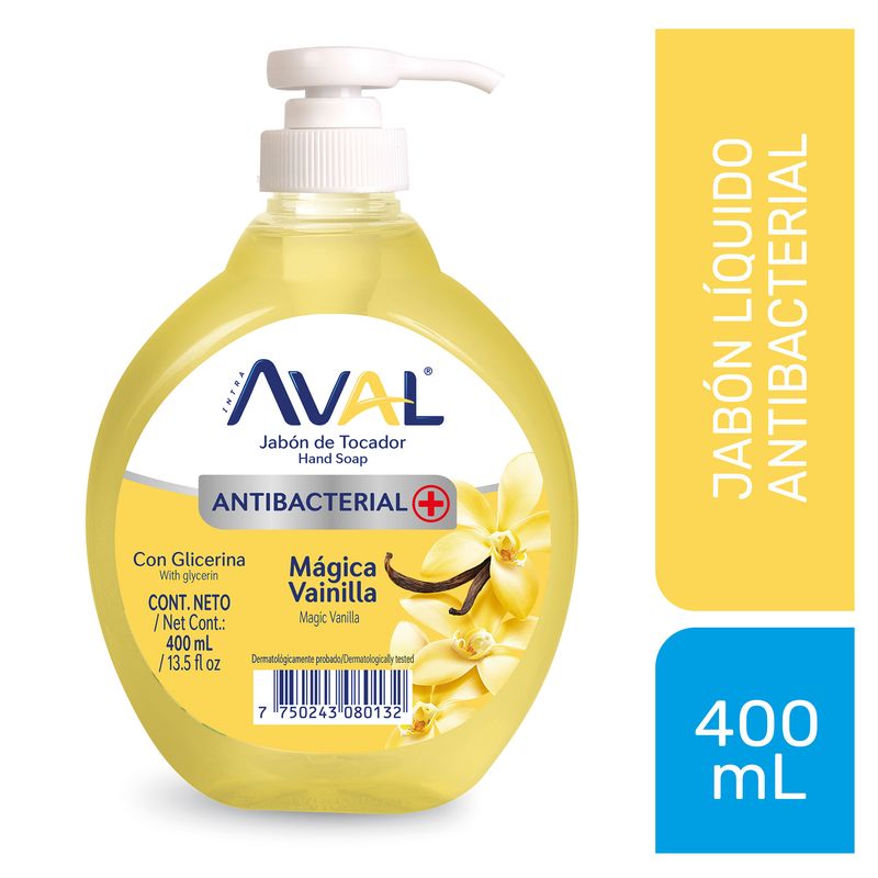 AVAL - Jabón Líquido Aval Antibacterial Mágica Vainilla Envase 400 mL