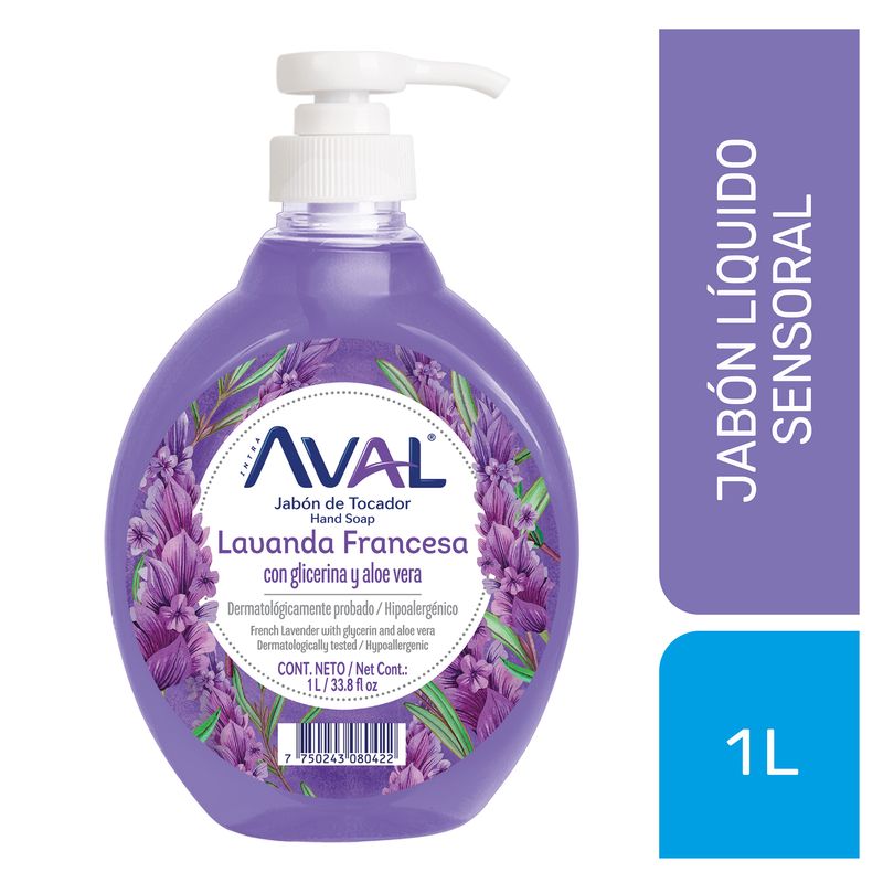 AVAL - Jabón Líquido Aval Antibacterial Lavanda Francesa Envase 1 L