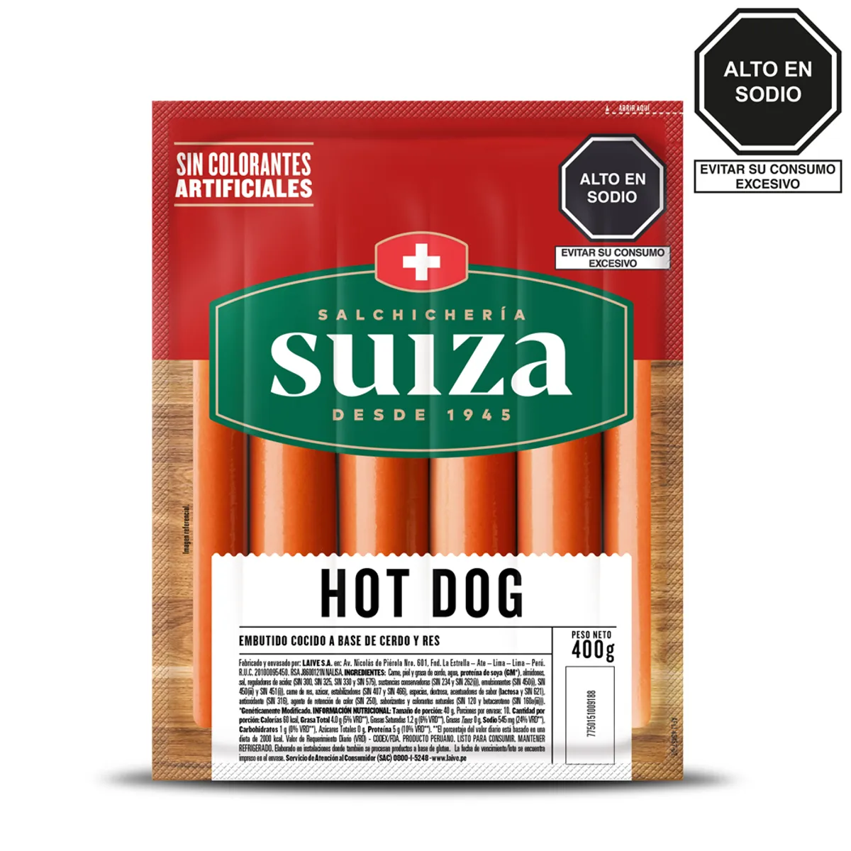 SUIZA - Hot Dog Suiza Empaque 400 g