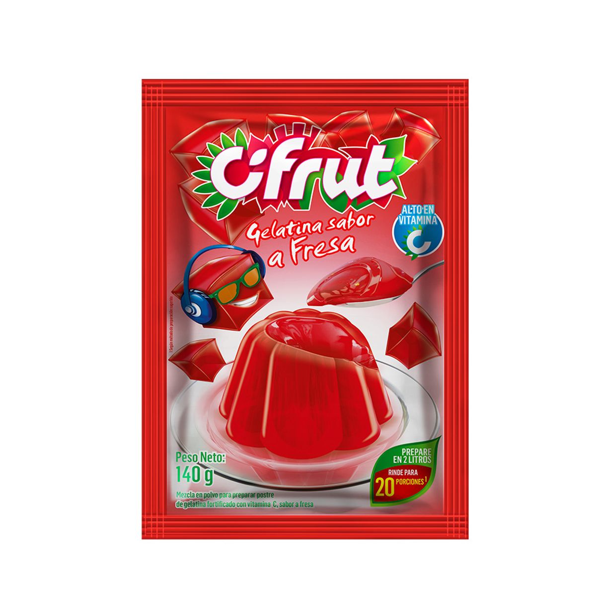 CIFRUT - Gelatina en Polvo Cifrut Sabor Fresa Bolsa 140 g