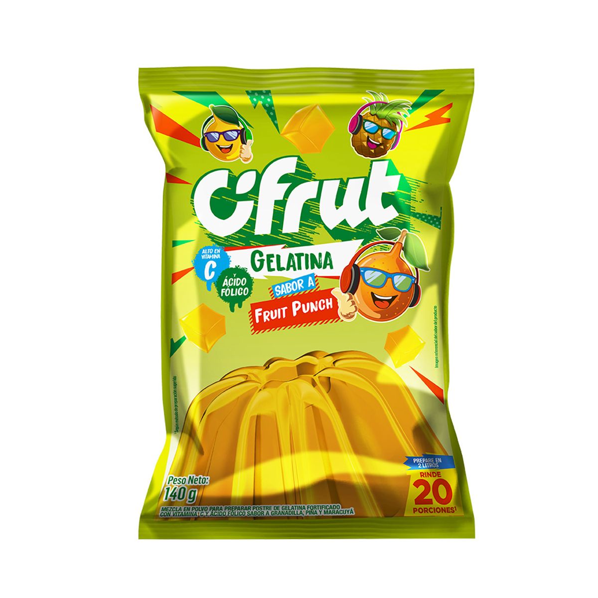 CIFRUT - Gelatina en Polvo Cifrut Sabor Fruit Punch Empaque 170 g