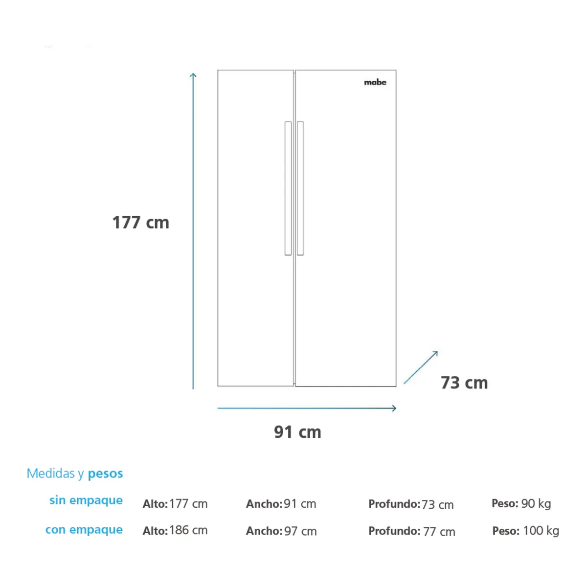 MABE - Refrigeradora Side by Side Inverter 581L Mabe MSD631LKLNG0