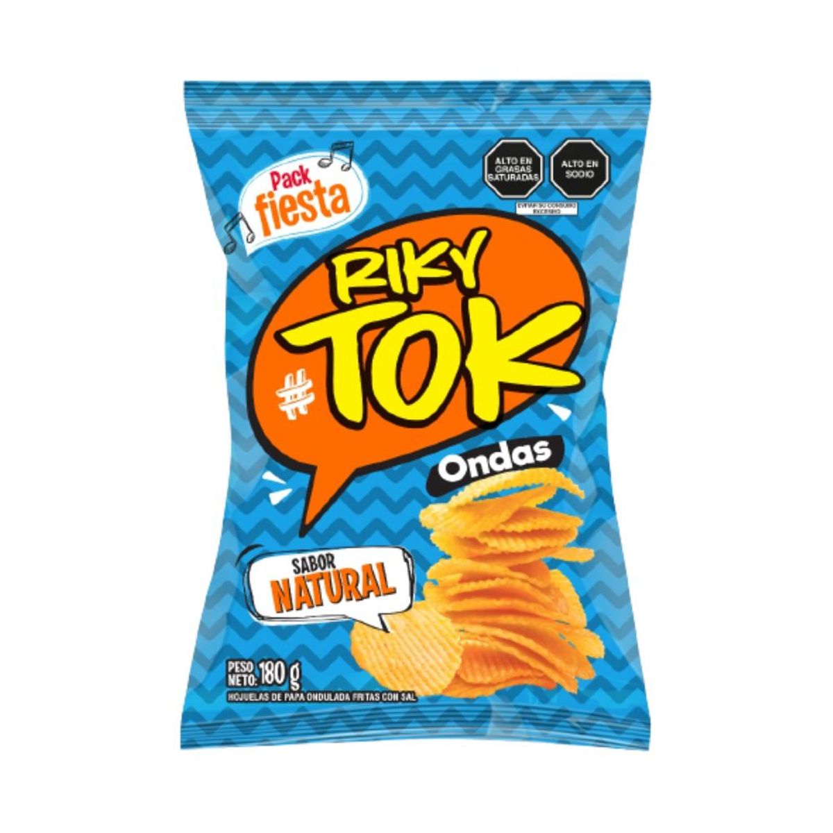 RIKYTOK - Papas Onduladas RikyTok Naturales Bolsa 180 g