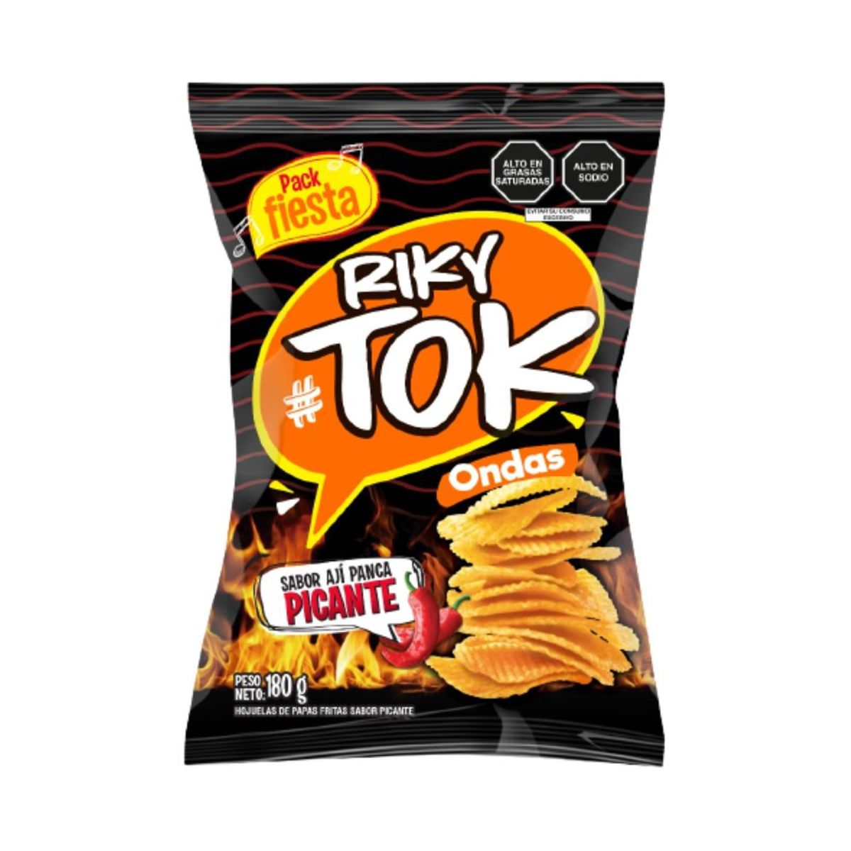 RIKYTOK - Papas Onduladas RikyTok Picantes Bolsa 180 g