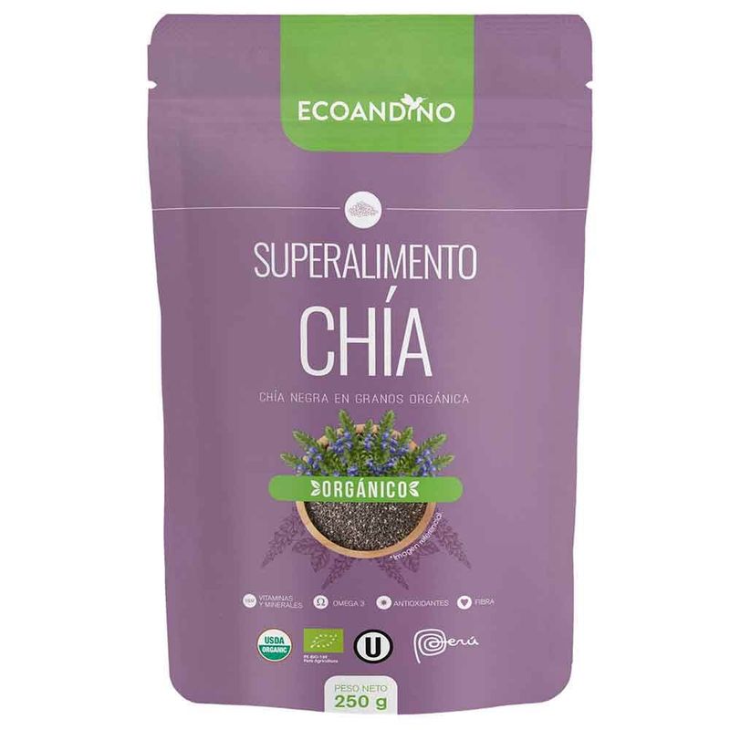ECOANDINO - Chia Negra Ecoandino En Granos Orgánico Bolsa 250 g