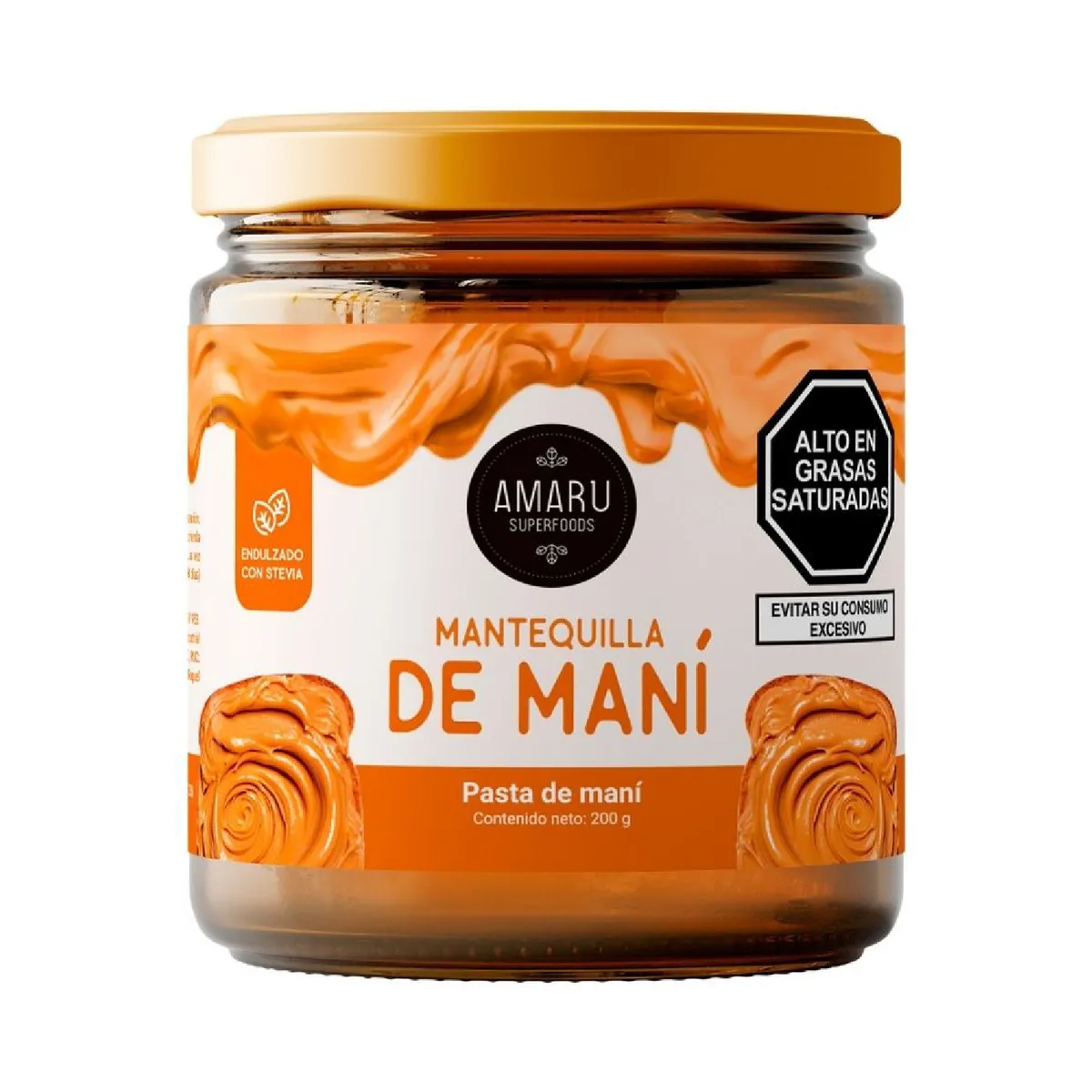AMARU SUPERFOODS - Mantequilla de Maní Amaru Superfoods con Stevia Envase 200 g