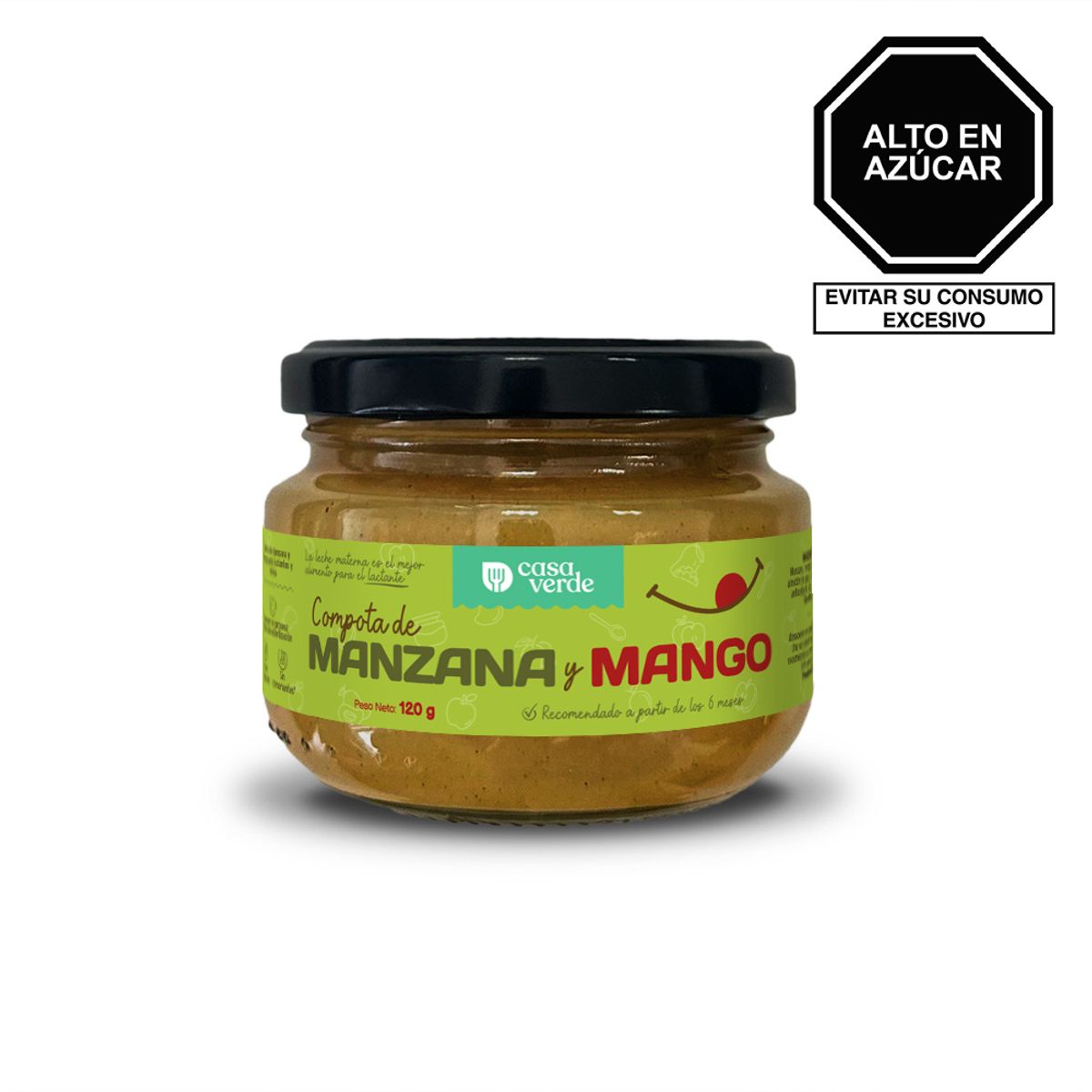 CASA VERDE - Compota de Manzana con Mango Casa Verde Envase 120 g