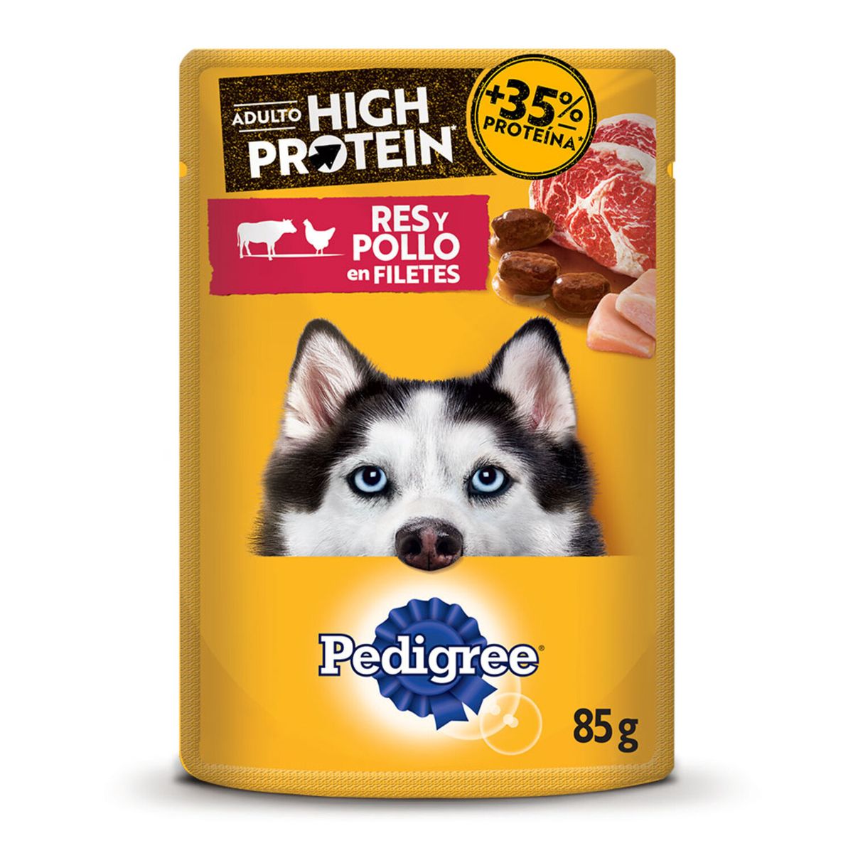 PEDIGREE - Alimento Húmedo Perros Pedigree High Protein Res Pollo Doypack 85 g