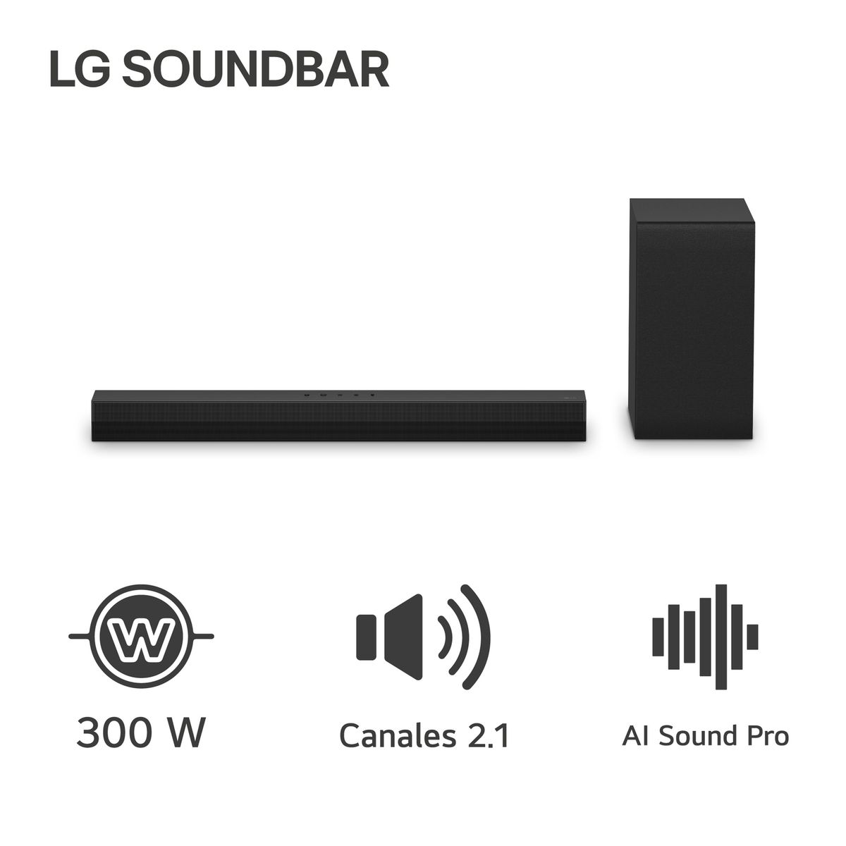 LG - LG Soundbar S40T 300W Bluetooth AI Sound Pro (2024)