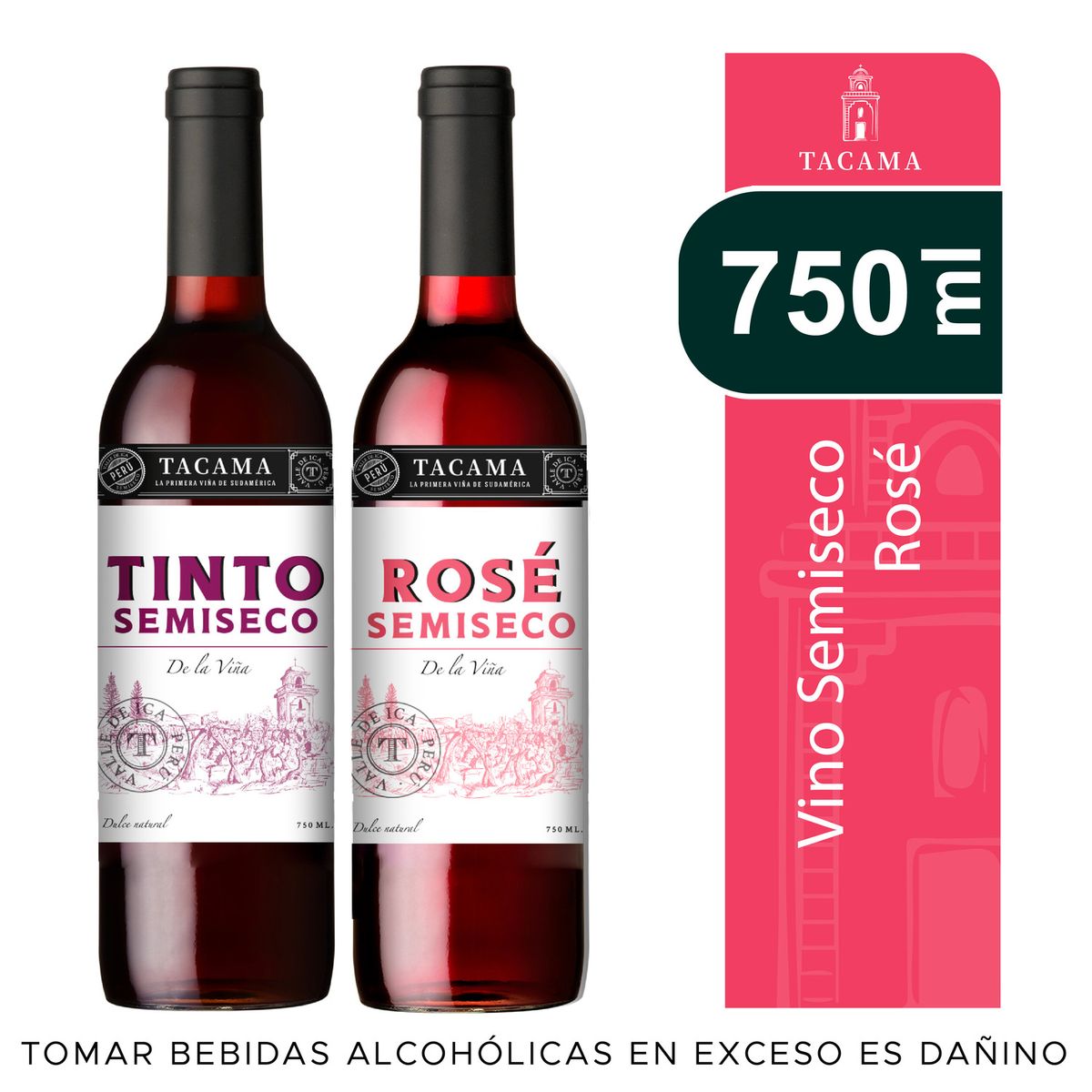 TACAMA - Vino Tacama Rosé 750 mL + Tinto Semi Seco 750 mL