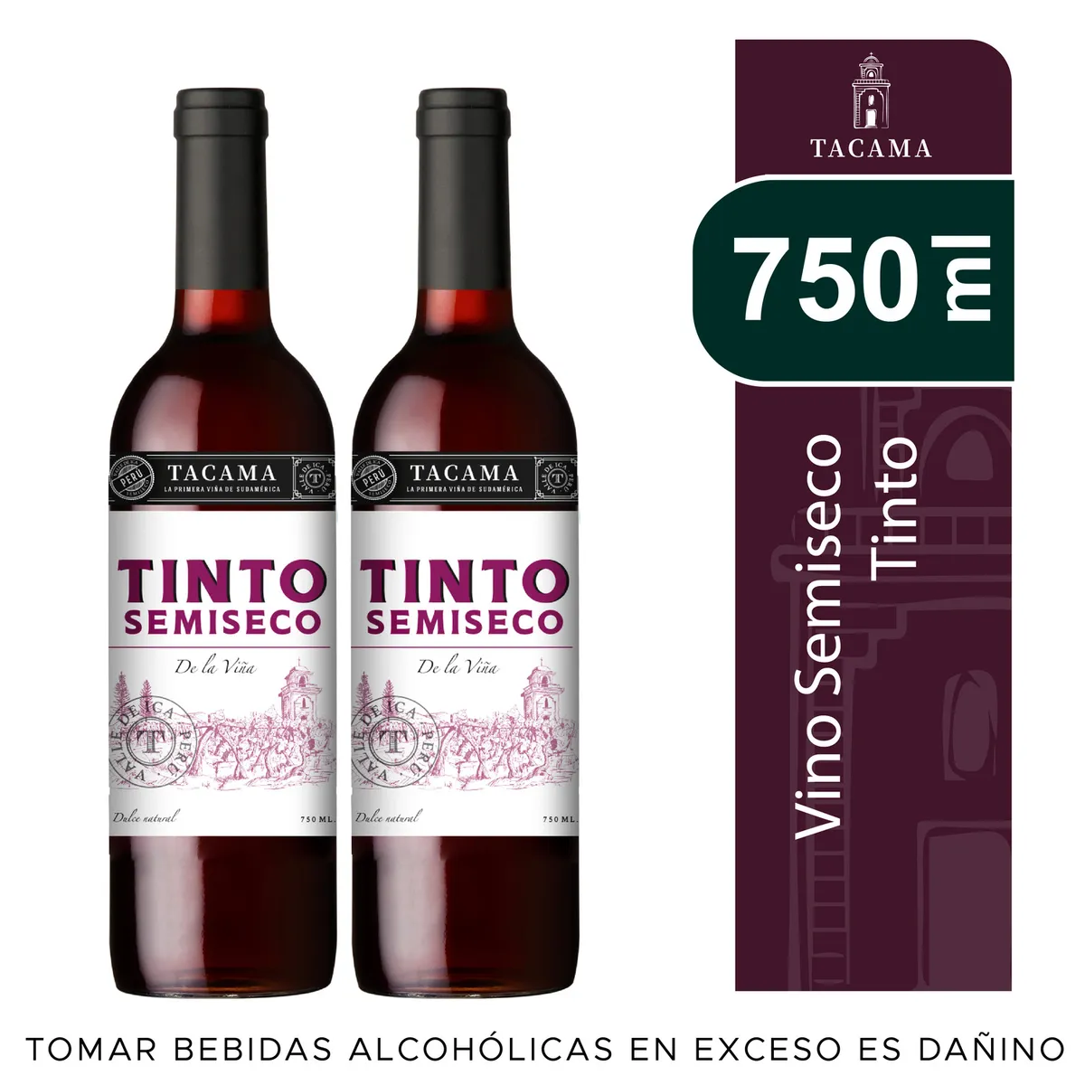 TACAMA - Vino Tacama Tinto Semi Seco Pack 2 Botellas 750 mL