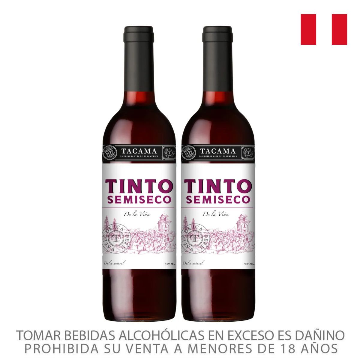 TACAMA - Vino Tacama Tinto Semi Seco Pack 2 Botellas 750 mL