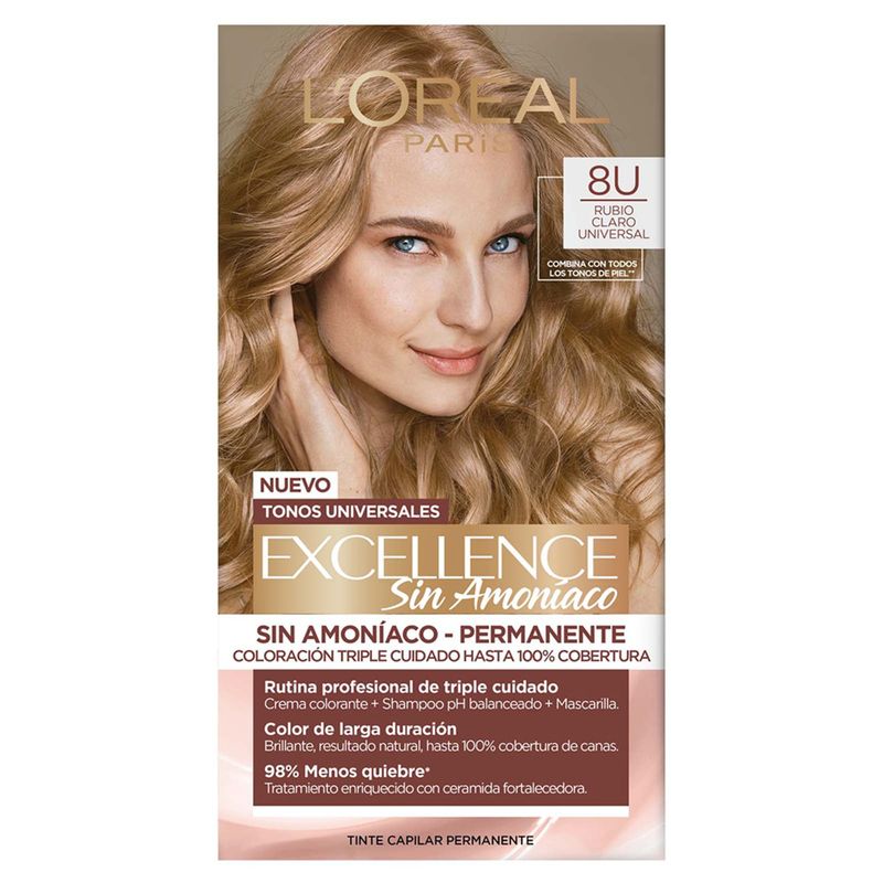 EXCELLENCE - Kit Tinte Capilar Excellence Sin Amoniaco Tono 8U Rubio Claro