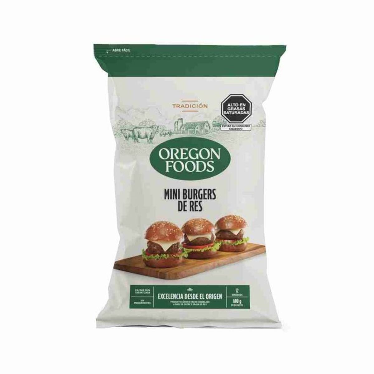 OREGON FOODS - Mini Hamburguesas de Res Oregon Foods Caja 12 Und