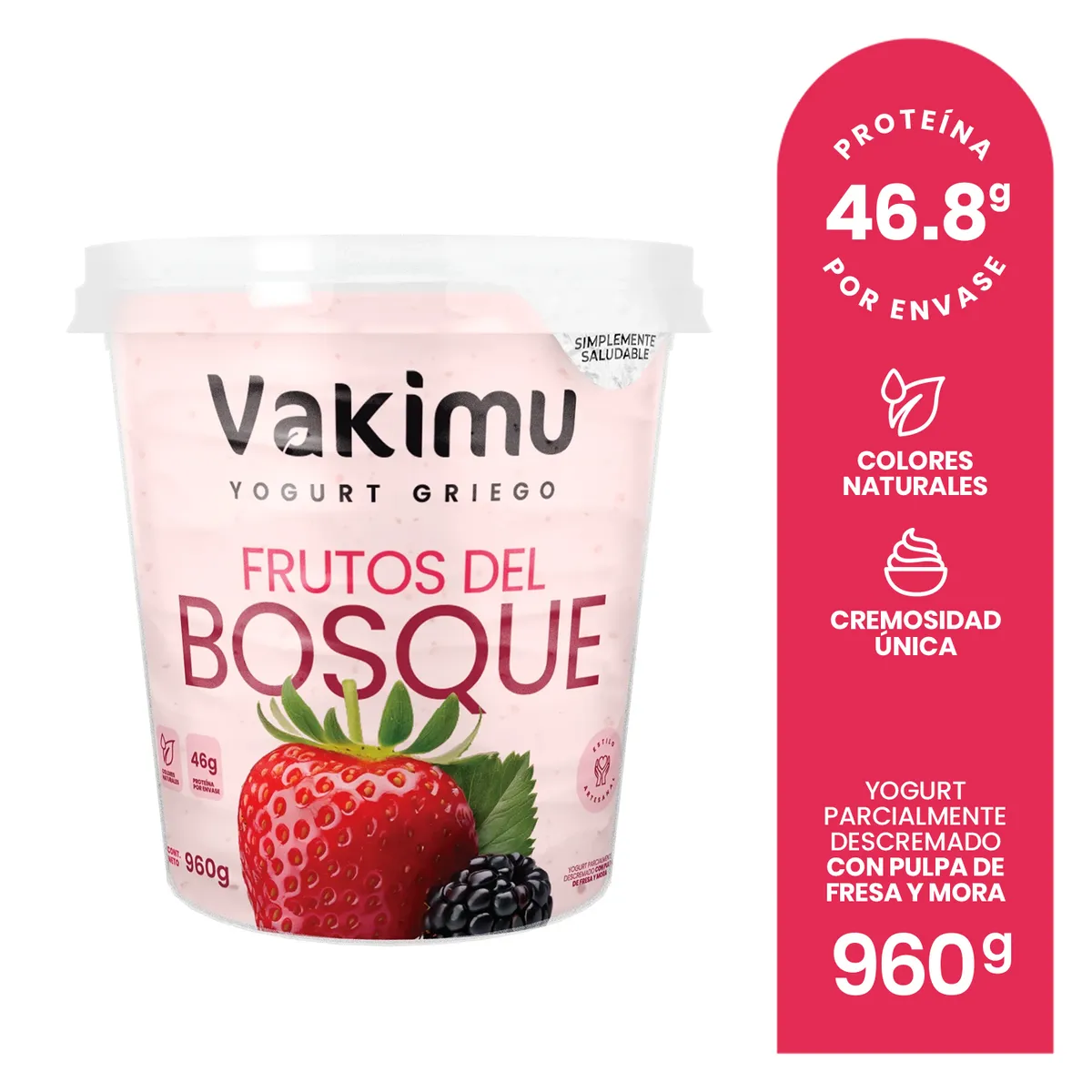 VAKIMU - Yogurt Griego Vakimu Frutos del Bosque Envase 960 g