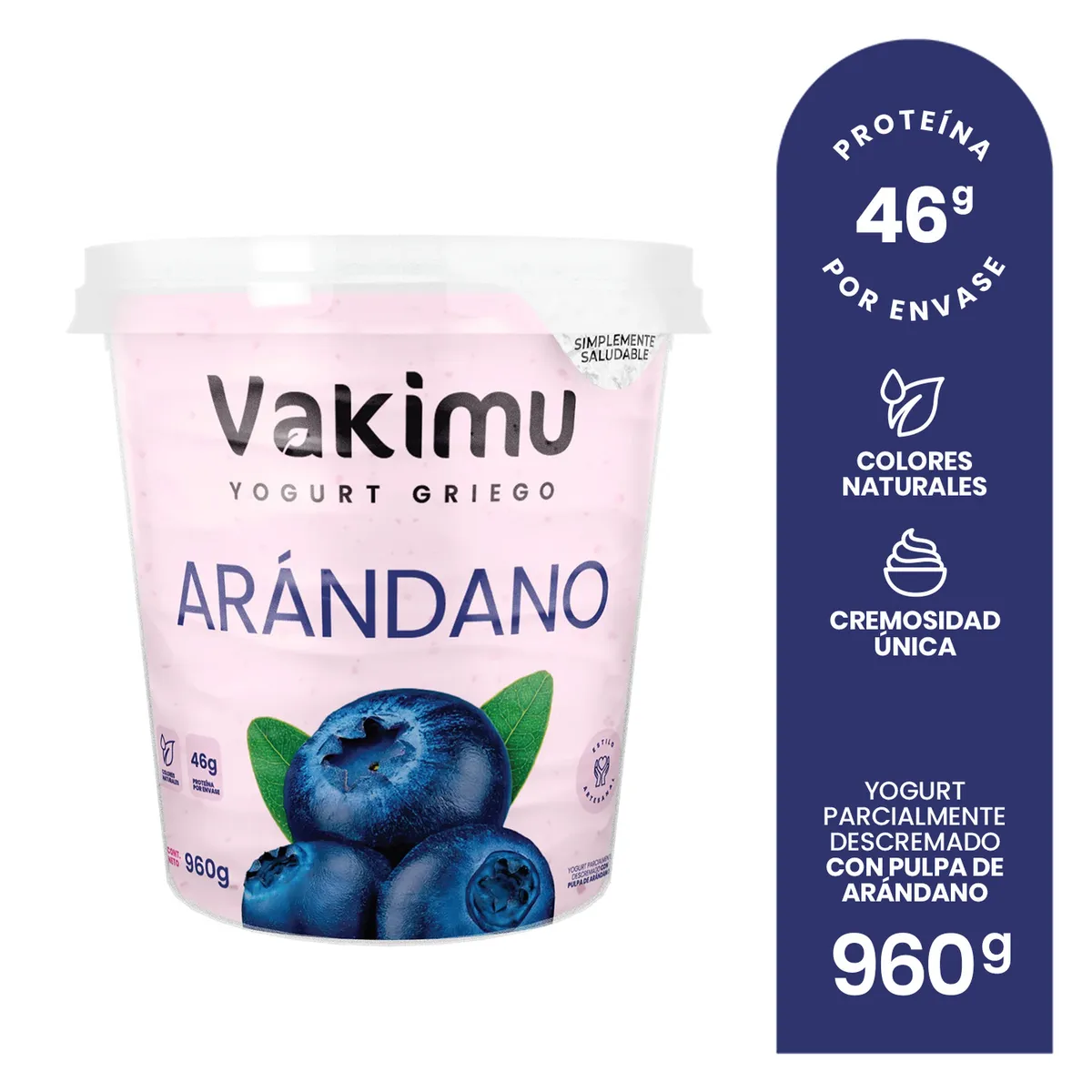 VAKIMU - Yogurt Griego Vakimu Arándanos Envase 960 g