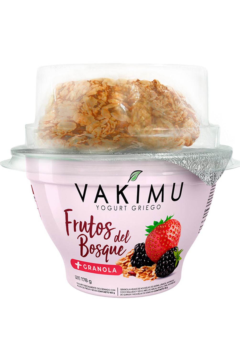 VAKIMU - Yogurt Griego Vakimu Frutos del Bosque y Granola Envase 180 g