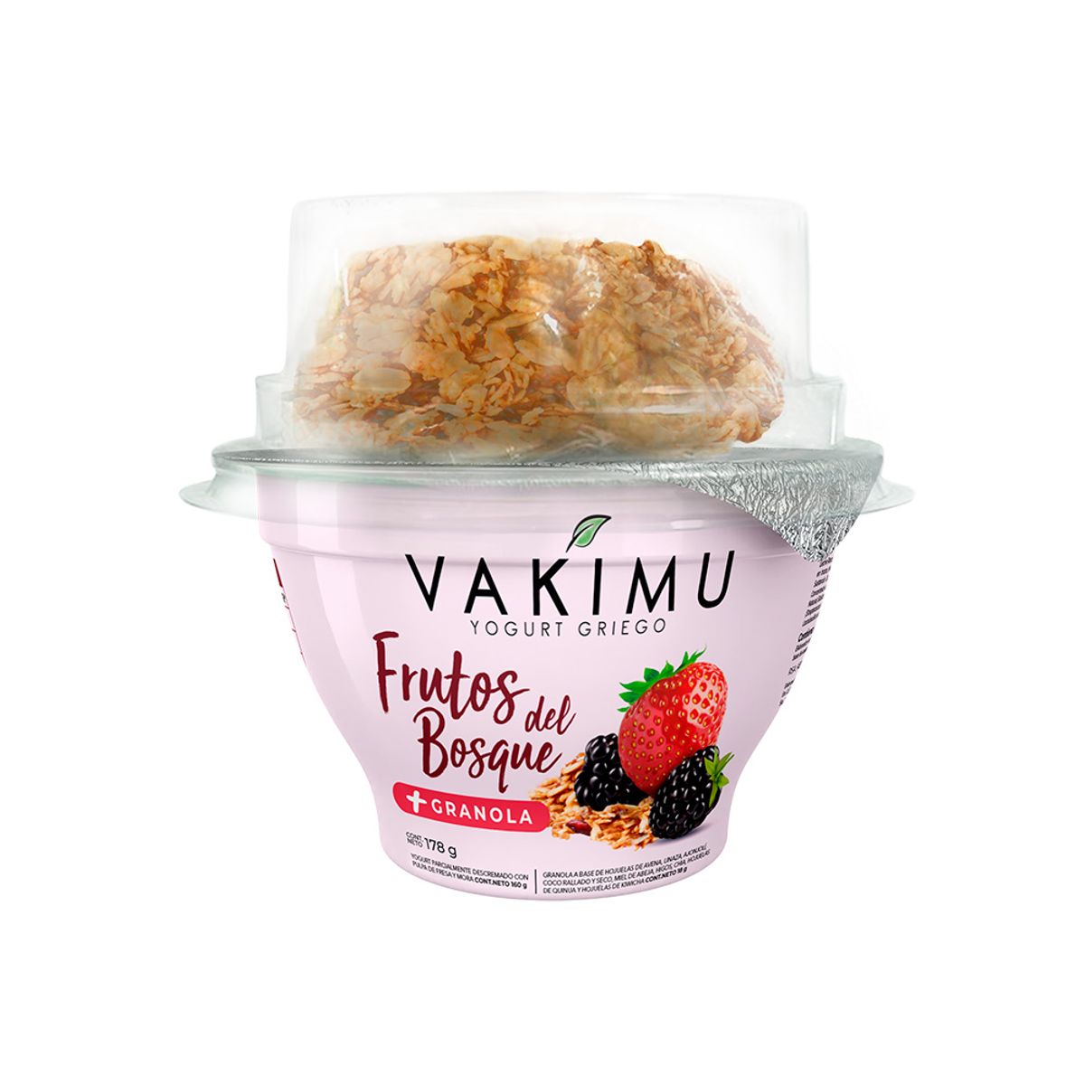 VAKIMU - Yogurt Griego Vakimu Frutos del Bosque y Granola Envase 180 g
