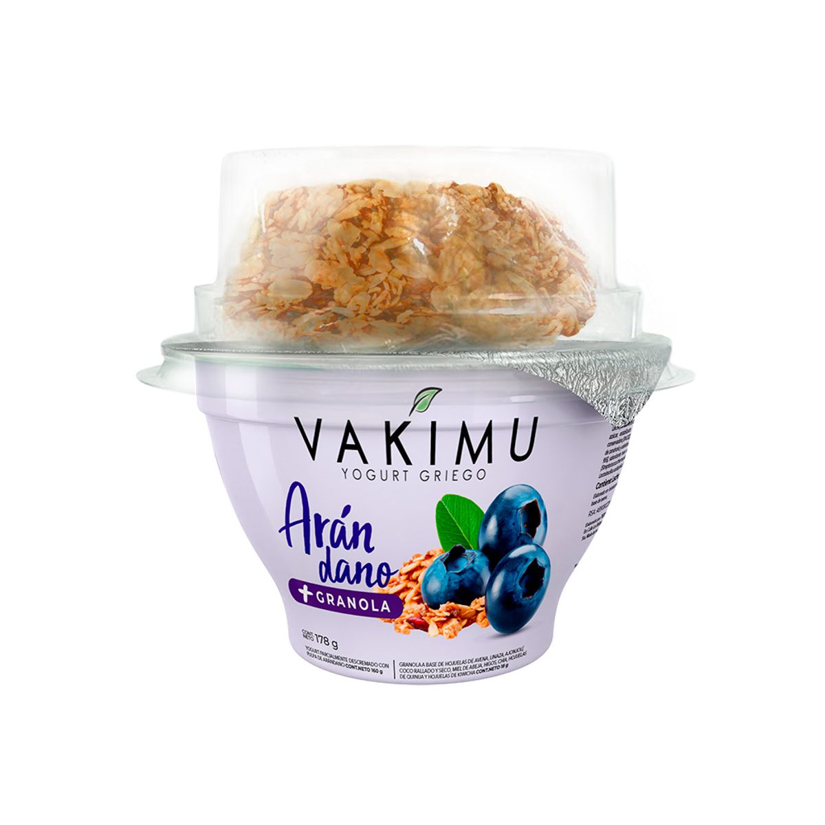 VAKIMU - Yogurt Griego Vakimu Arándano y Granola Envase 178 g
