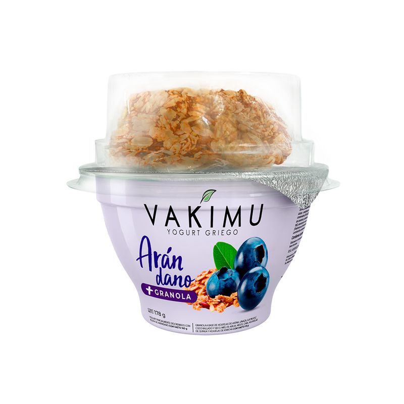 VAKIMU - Yogurt Griego Vakimu Arándano con Granola Envase 180 g
