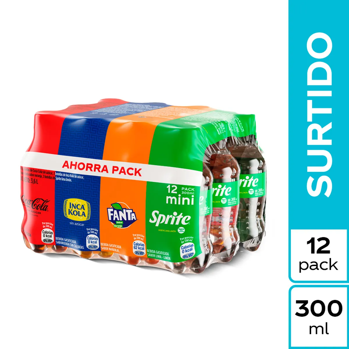 COCA COLA - Pack Gaseosas Mini CocaCola + Inca Kola + Fanta + Sprite 300 mL