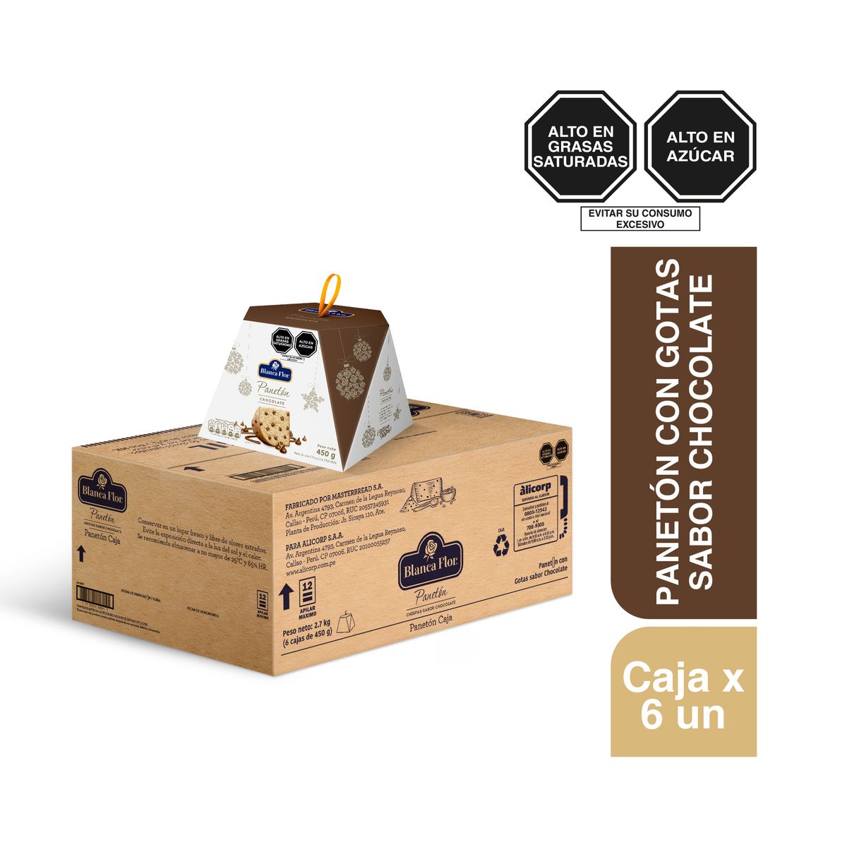 BLANCA FLOR - Panetón Blanca Flor Chocoton Caja x 450 g