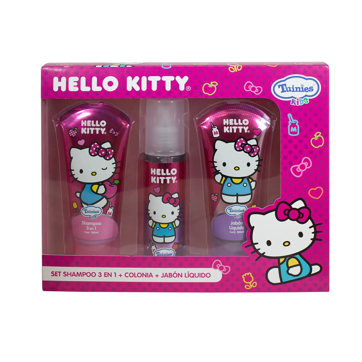 TUINIES - Set Tuinies Hello Kitty Shampoo 3 en 1 + Colonia + Jabón Líquido