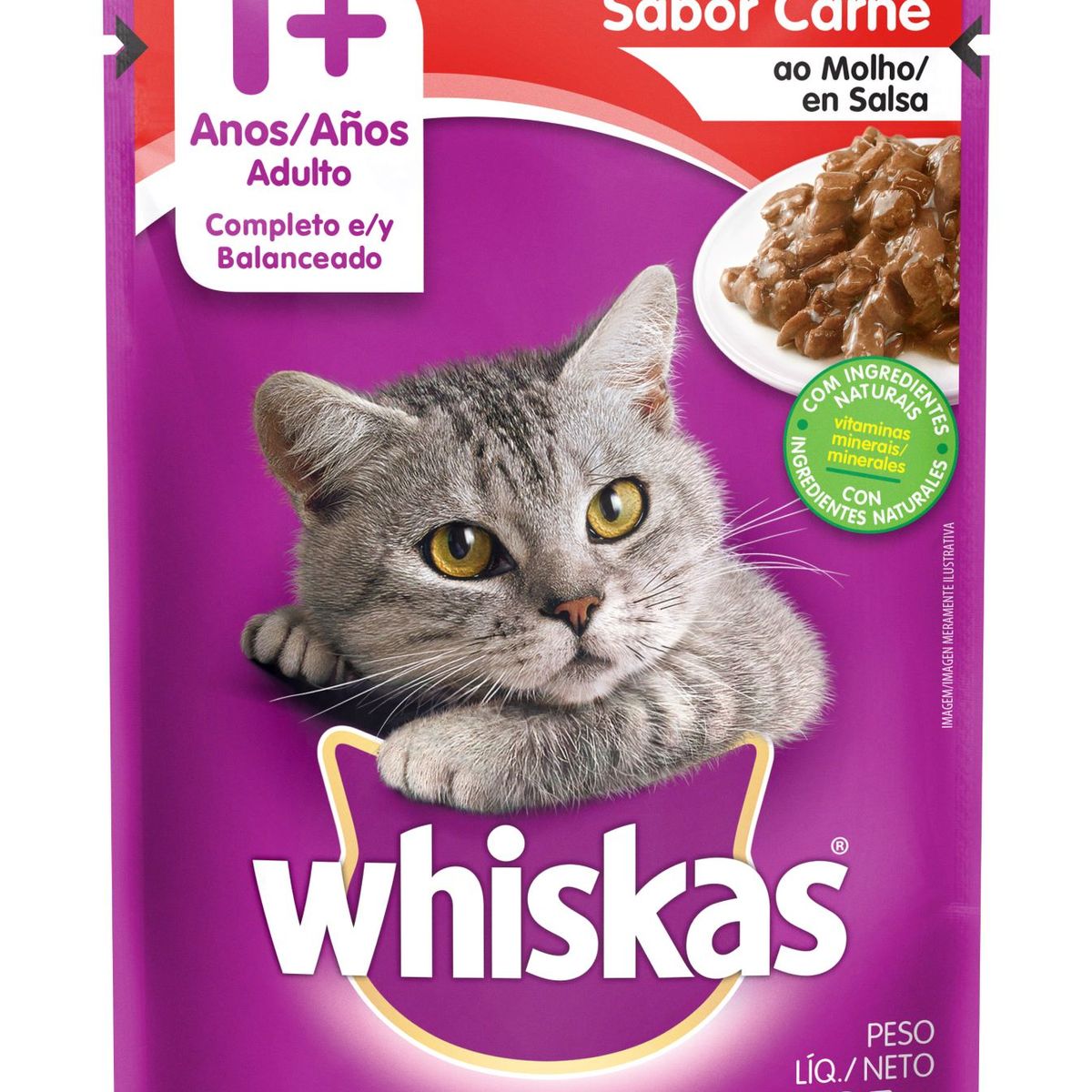 WHISKAS - Alimento Húmedo Gatos Castrados Whiskas Carne Doypack 85 g