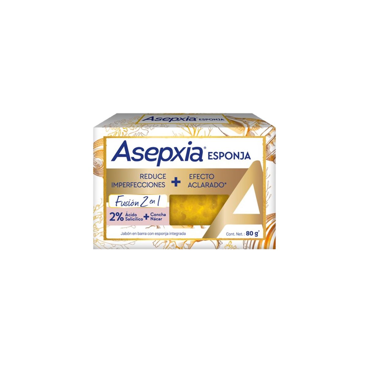 ASEPXIA - Jabón con Esponja Asepxia Caja 80 g