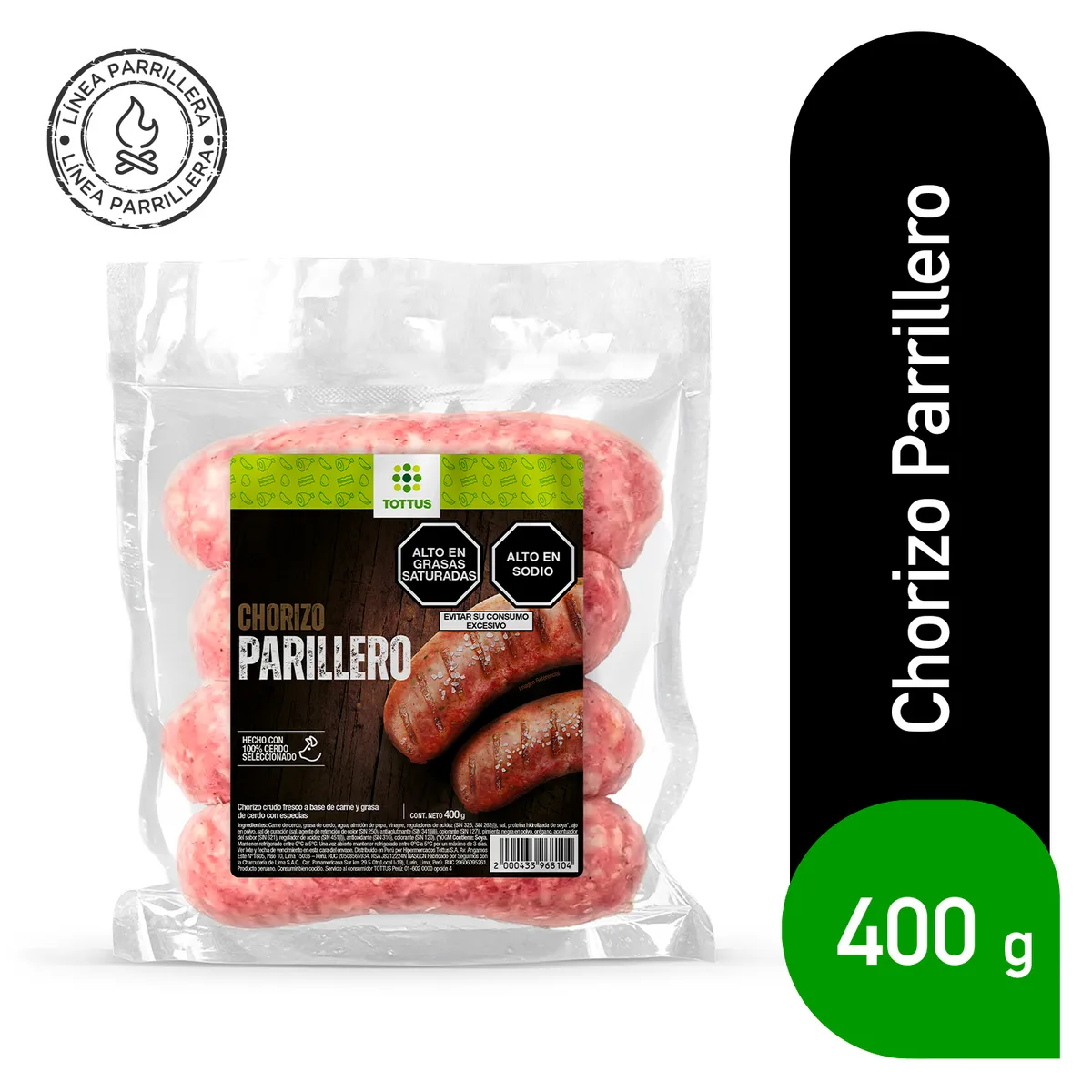 TOTTUS - Chorizo Parrillero Tottus Empaque 400 g